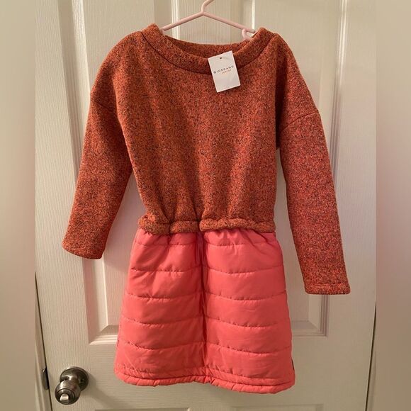 Giordano Junior Girls Georgia Peach Sweater Puffer Dress Size 120 6-7 Years NWT - Picture 1 of 9